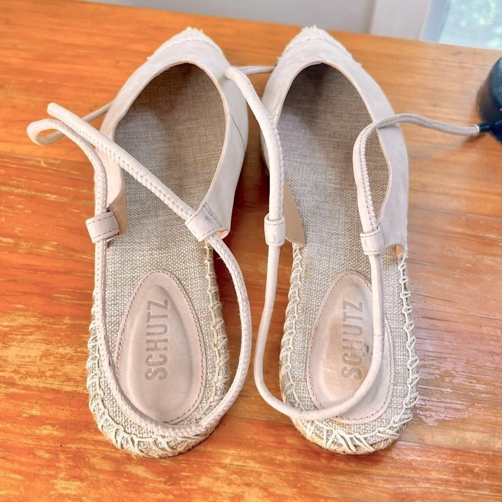 Schutz Liba Ankle-Tie Leather Espadrille Flats